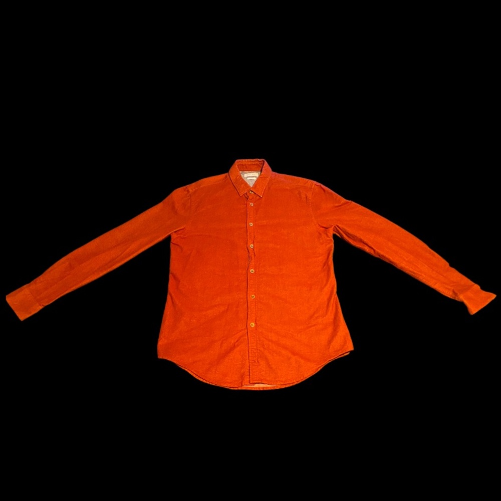 ZARA MEN Slim Fit Long Sleeve Button Down Dress Shirt in Rust (Size L)